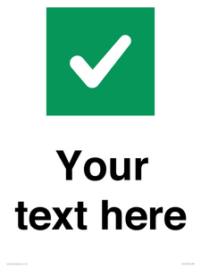 Custom plain background, green square with tick sign